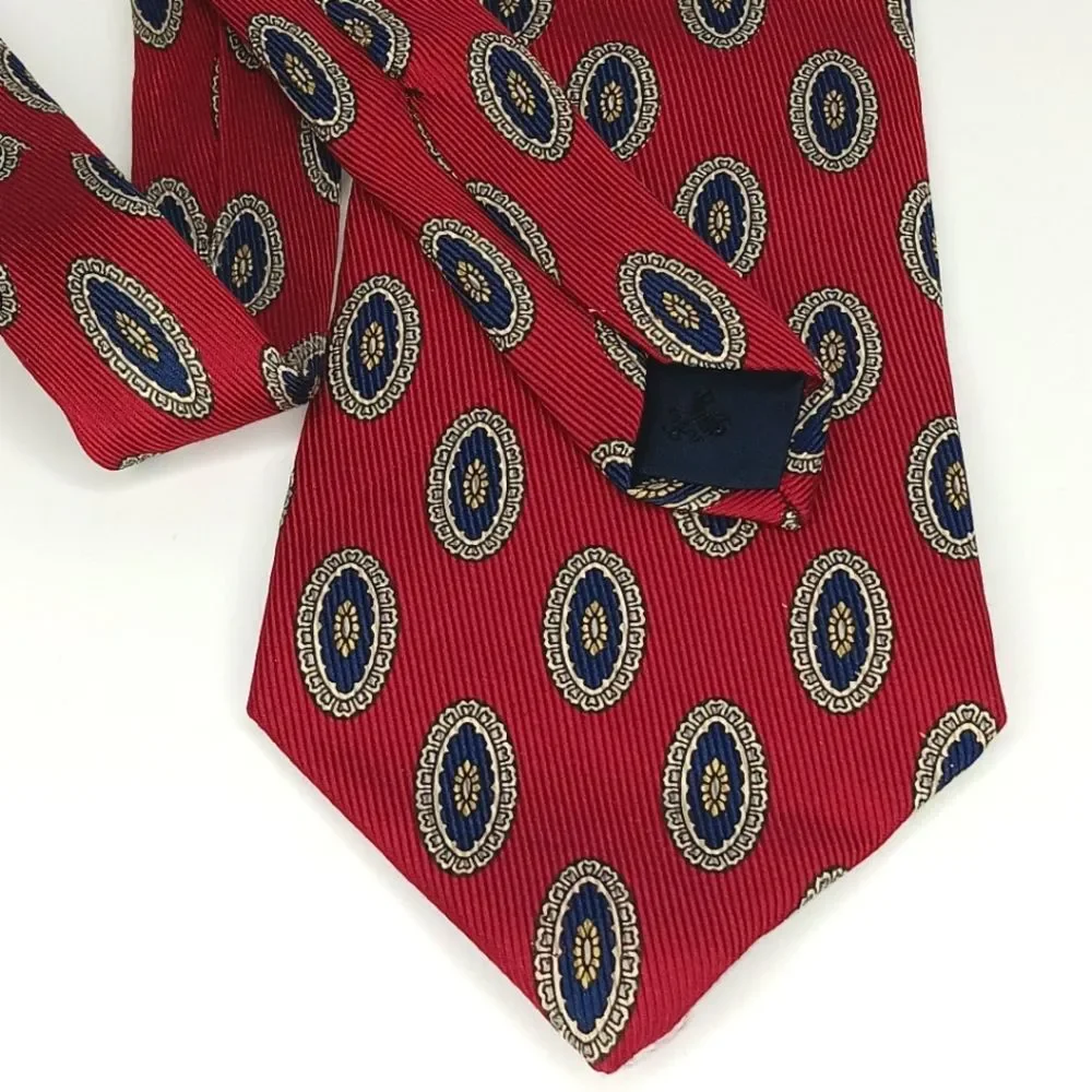 Brooks Brothers Men’s Dark Red Blue Silk Medallion Tie Vintage Bold USA